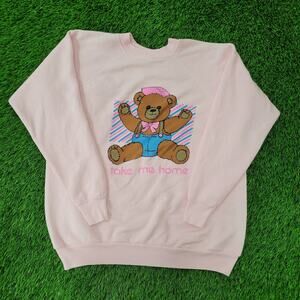 Vintage Teddy Bear Sweatshirt Womens XL 22x23 Boxy
